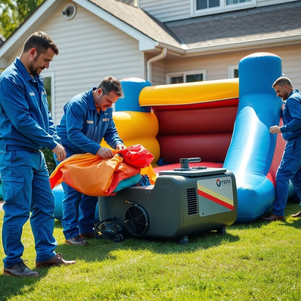 Kiddie Fiesta delivery team setting up equipment